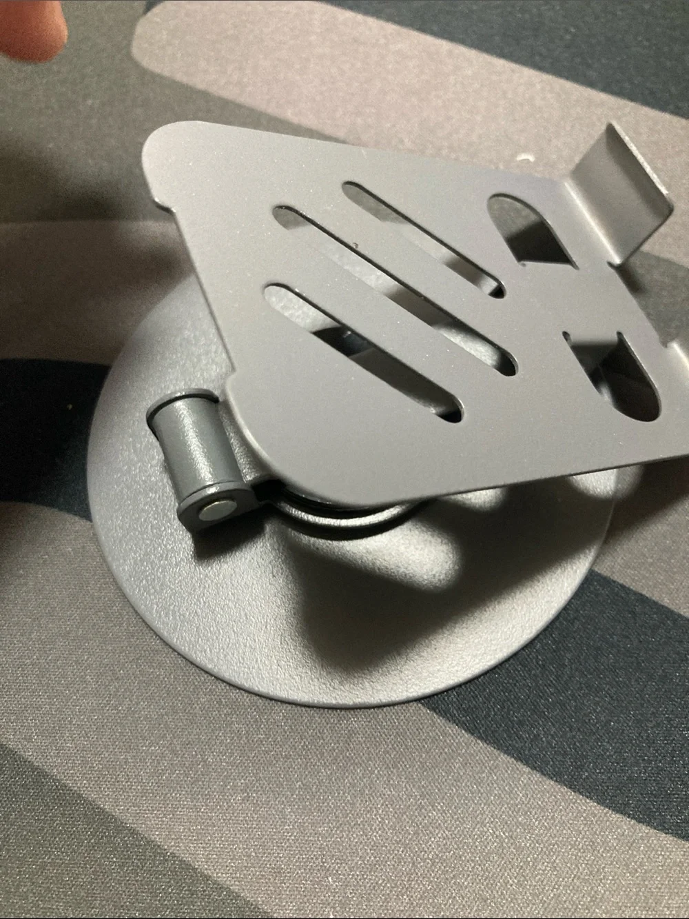 Foldable Gray Metal Phone Stand Holder - Compact Desk Mount